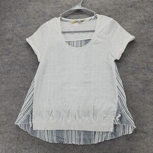 Little Yellow Button Shirt Womens Small Short Sleeve White Anthropologie